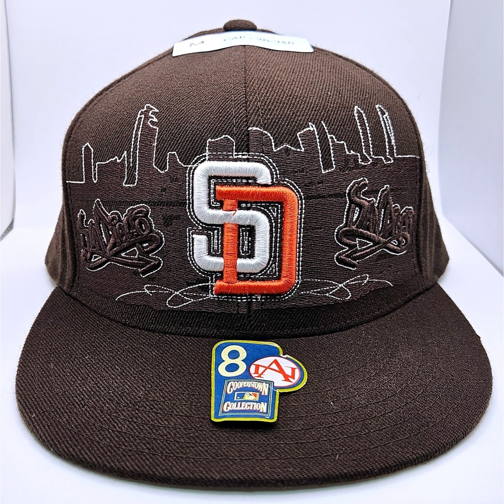 American Needle San Diego Padres Skyline Fitted Hat Brown Orange Size 8 MLB